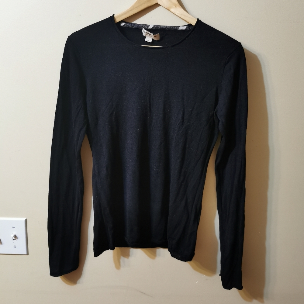 Burberry, M, Black Silk Wool Long Sleeve Sweater